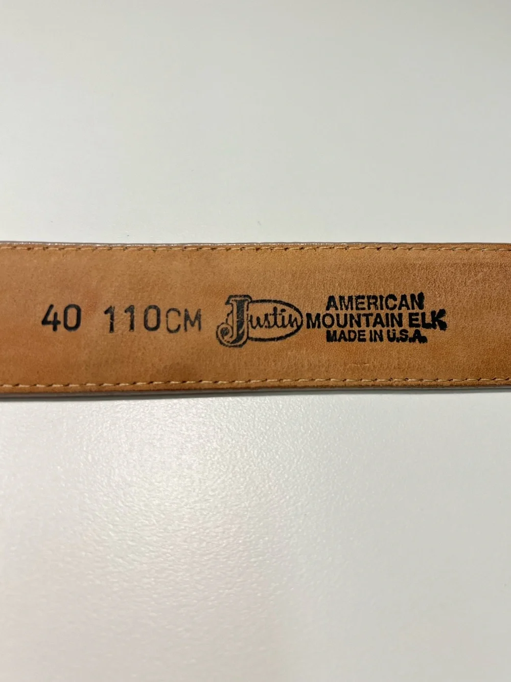 Justin Belt Size 40 Beige Top Grain Cowhide Vintage Made USA Western